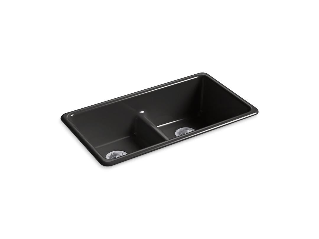 Kohler Iron/Tones Smart Divide 33'' top-/undermount double-bowl kitchen sink - Black by Kohler