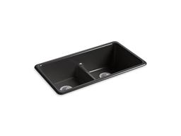 Kohler Iron/Tones Smart Divide 33'' top-/undermount double-bowl kitchen sink - Black - image 1