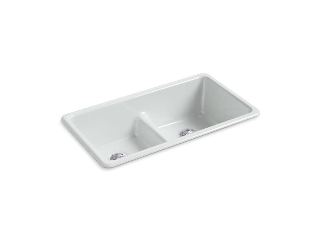 Kohler Iron/Tones Smart Divide 33'' top-/undermount double-bowl kitchen sink - Ice Grey by Kohler