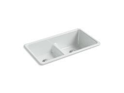 Kohler Iron/Tones Smart Divide 33'' top-/undermount double-bowl kitchen sink - Ice Grey - image 1
