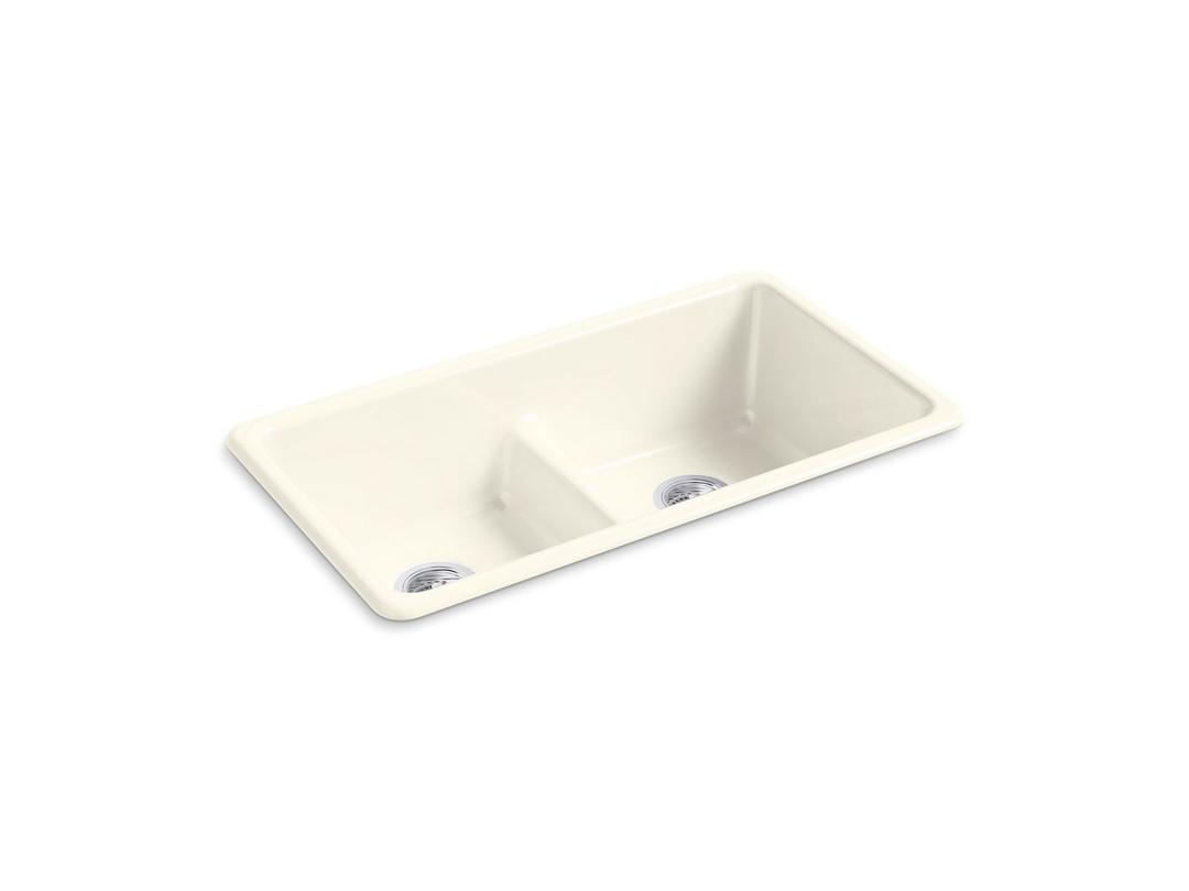 Kohler Iron/Tones Smart Divide 33'' top-/undermount double-bowl kitchen sink - Biscuit by Kohler