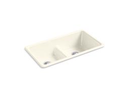Kohler Iron/Tones Smart Divide 33'' top-/undermount double-bowl kitchen sink - Biscuit - image 1