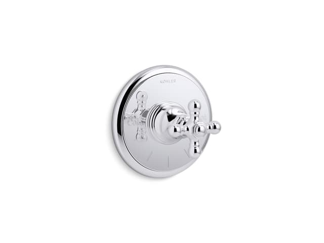 Kohler Artifacts MasterShower temperature control valve trim with cross handle - Polished Chrome