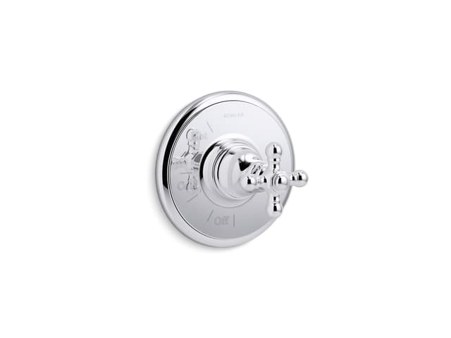 Kohler Artifacts Rite-Temp valve trim with cross handle - Polished Chrome