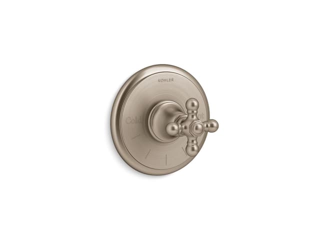 Kohler Artifacts MasterShower temperature control valve trim with cross handle - Vibrant Brushed Bronze