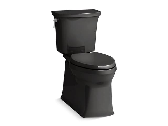 Kohler Corbelle ContinuousClean XT two-piece elongated toilet with skirted trapway, 1.28 gpf - Black