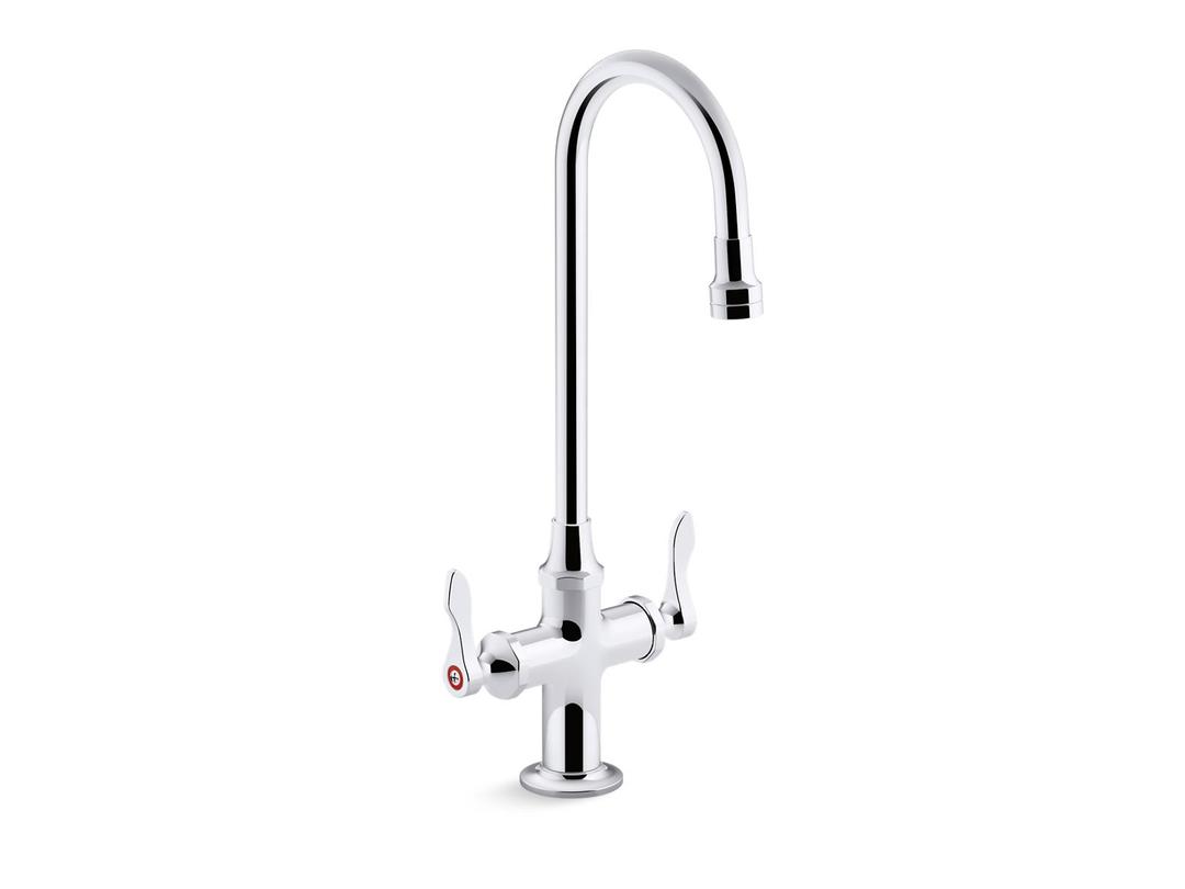 Kohler Triton Bowe 1.0 gpm monoblock gooseneck bathroom sink faucet with aerated flow and lever handles, drain not included - Polished Chrome by Kohler