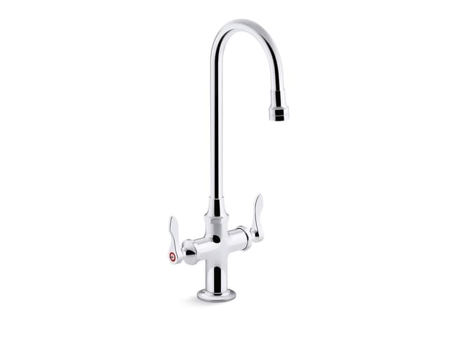 Kohler Triton Bowe 1.0 gpm monoblock gooseneck bathroom sink faucet with aerated flow and lever handles, drain not included - Polished Chrome