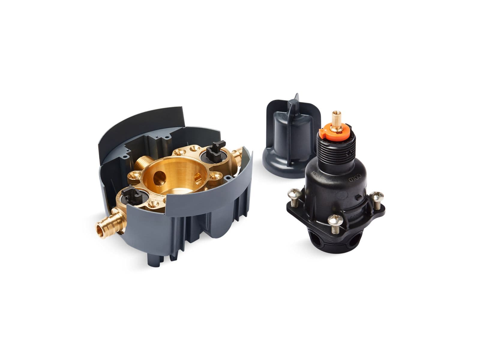 Kohler Rite-Temp Pressure-balancing valve body and cartridge kit with service stops and PEX expansion connections by Kohler