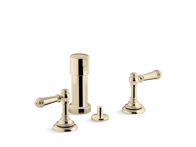 Kohler Artifacts Widespread bidet faucet with lever handles - Vibrant French Gold