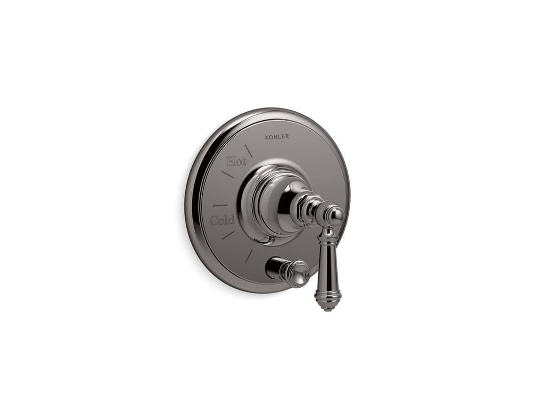 Kohler Artifacts Rite-Temp valve trim with push-button diverter and lever handle - Vibrant Titanium by Kohler