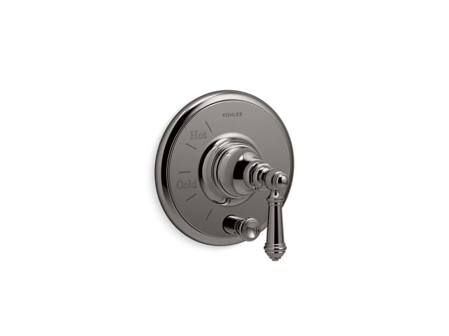Kohler Artifacts Rite-Temp valve trim with push-button diverter and lever handle - Vibrant Titanium