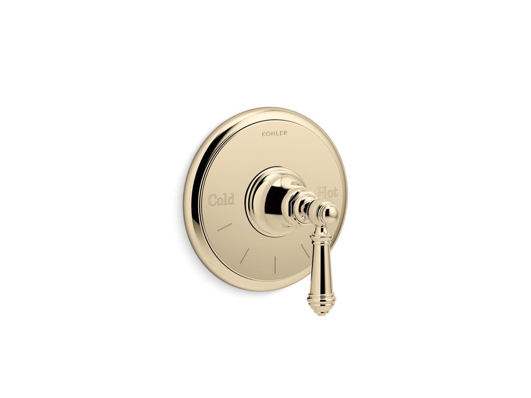 Kohler Artifacts MasterShower temperature control valve trim with lever handle - Vibrant French Gold by Kohler