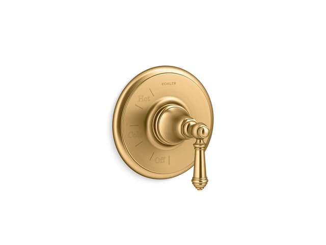 Kohler Artifacts Rite-Temp valve trim with lever handle - Vibrant Brushed Moderne Brass