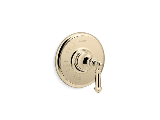 Kohler Artifacts Rite-Temp valve trim with lever handle - Vibrant French Gold