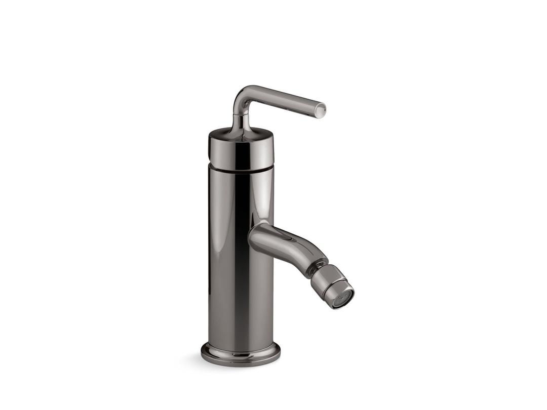 Kohler Purist Horizontal swivel spray aerator bidet faucet with straight lever handle - Vibrant Titanium by Kohler