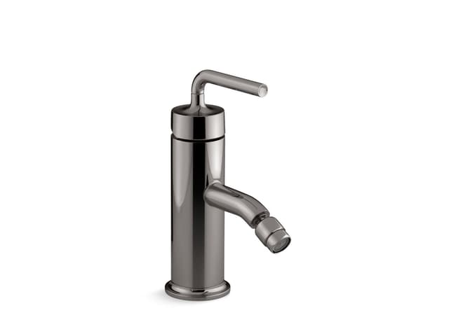 Kohler Purist Horizontal swivel spray aerator bidet faucet with straight lever handle - Vibrant Titanium
