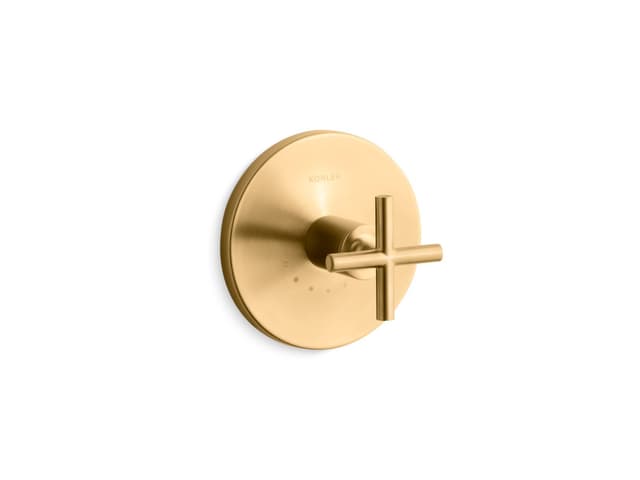 Kohler Purist MasterShower temperature control valve trim with cross handle - Vibrant Brushed Moderne Brass