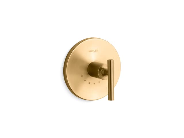 Kohler Purist MasterShower temperature control valve trim with lever handle - Vibrant Brushed Moderne Brass