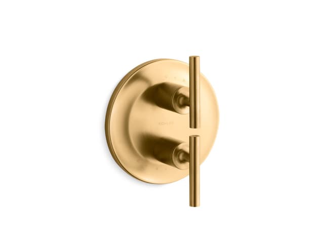 Kohler Purist MasterShower temperature and volume control valve trim - Vibrant Brushed Moderne Brass