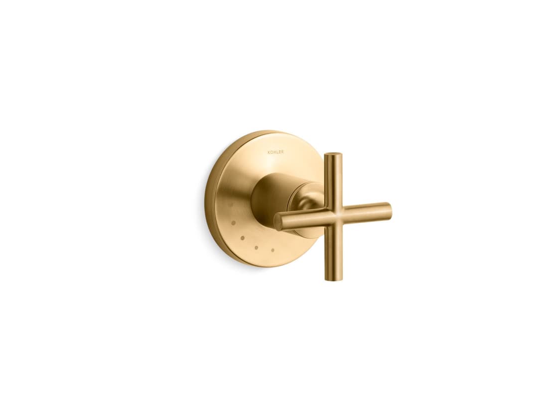 Kohler Purist MasterShower volume control valve trim with cross handle - Vibrant Brushed Moderne Brass by Kohler