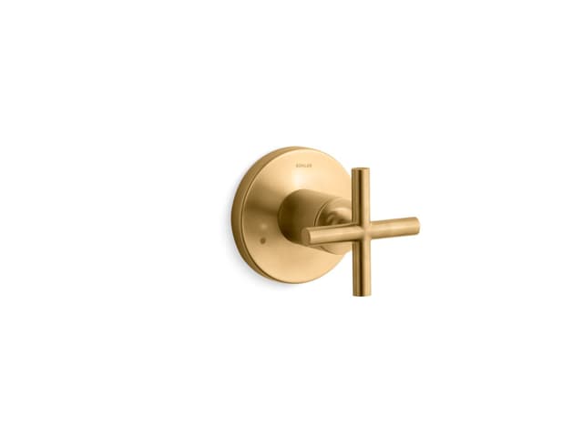 Kohler Purist MasterShower transfer valve trim with cross handle - Vibrant Brushed Moderne Brass