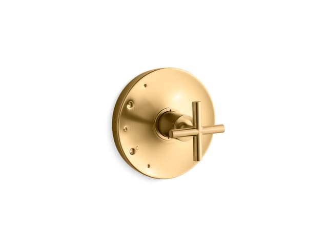Kohler Purist Rite-Temp valve trim with cross handle - Vibrant Brushed Moderne Brass