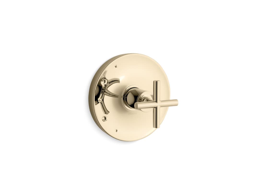 Kohler Purist Rite-Temp valve trim with cross handle - Vibrant French Gold by Kohler