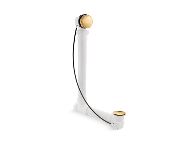 Kohler Clearflo Cable bath drain with PVC tubing - Vibrant Brushed Moderne Brass