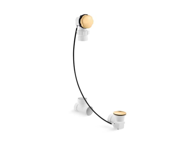 Kohler Clearflo Cable bath drain, less PVC tubing - Vibrant Brushed Moderne Brass