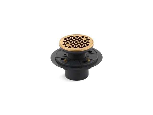 Kohler Clearflo Round design tile-in shower drain - Vibrant Brushed Moderne Brass