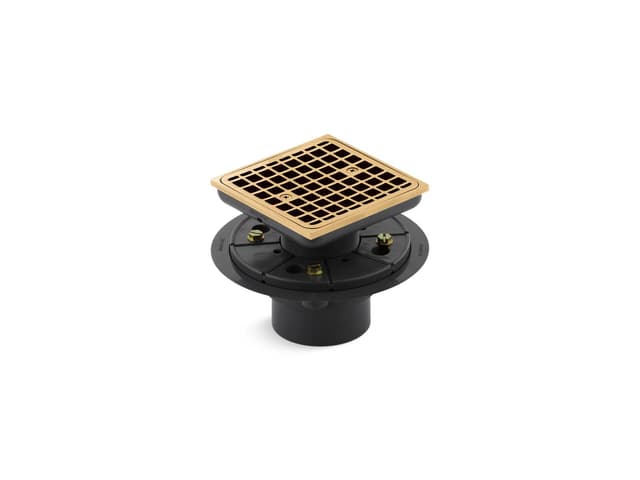 Kohler Clearflo Square design tile-in shower drain - Vibrant Brushed Moderne Brass