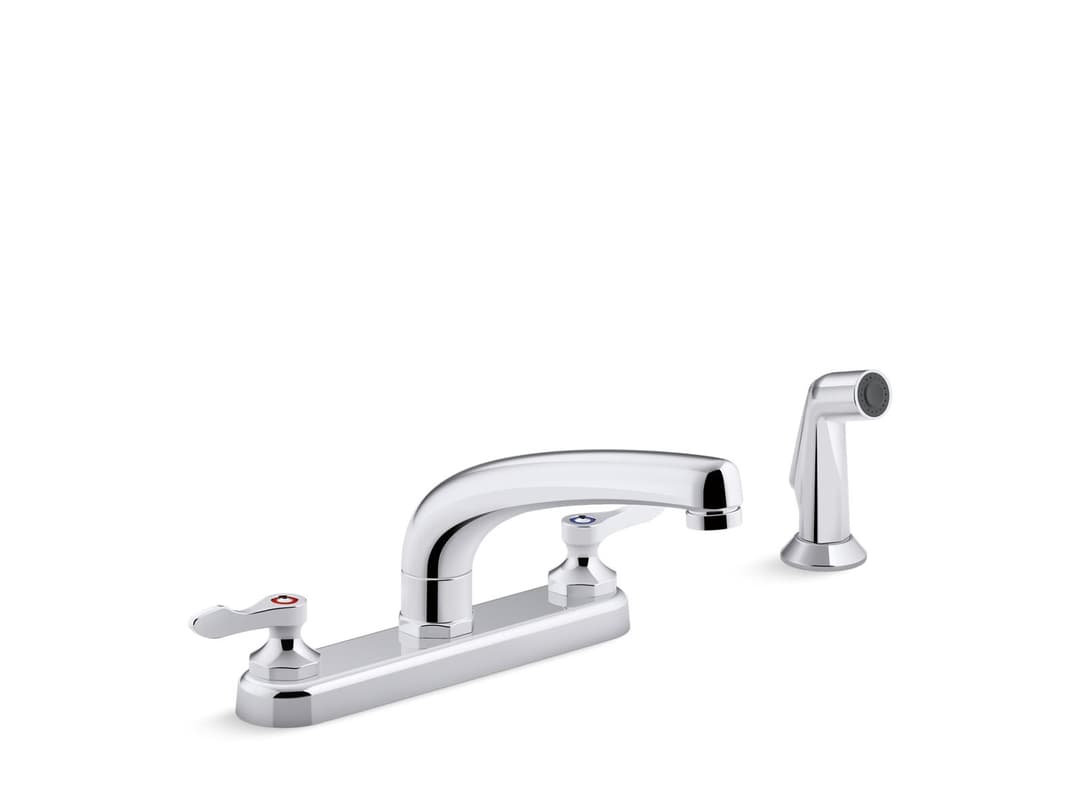 Kohler Triton Bowe 1.8 gpm kitchen sink faucet with 8-3/16'' swing spout, matching finish sidespray, aerated flow and lever handles - Polished Chrome by Kohler