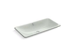 Kohler Iron Plains Trough Rectangle Drop-in/undermount vessel bathroom sink with White painted underside - Sea Salt - image 1