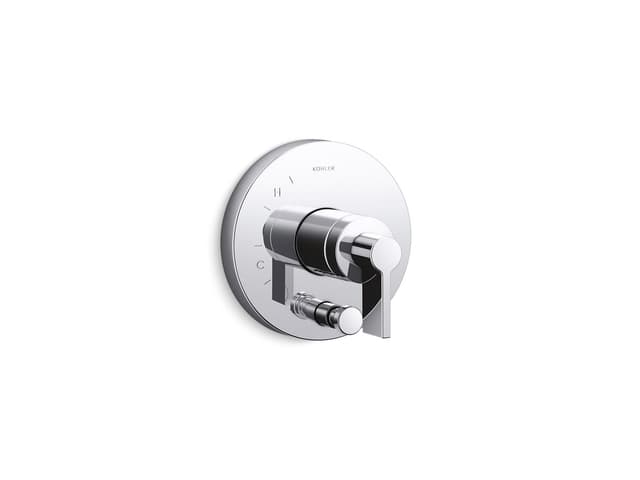Kohler Components Rite-Temp valve trim with Lever handle and diverter - Polished Chrome