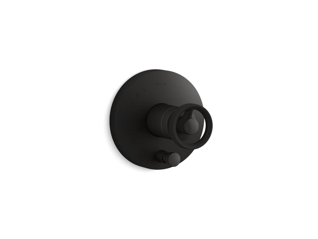 Kohler Components Rite-Temp valve trim with Industrial handle and diverter - Matte Black by Kohler