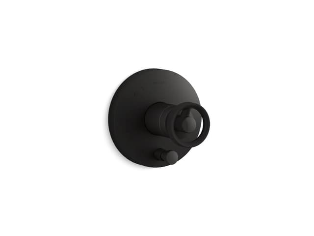 Kohler Components Rite-Temp valve trim with Industrial handle and diverter - Matte Black