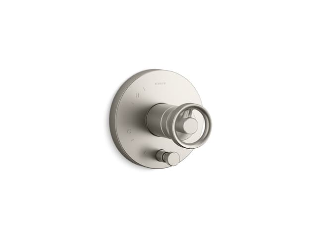 Kohler Components Rite-Temp valve trim with Industrial handle and diverter - Vibrant Brushed Nickel