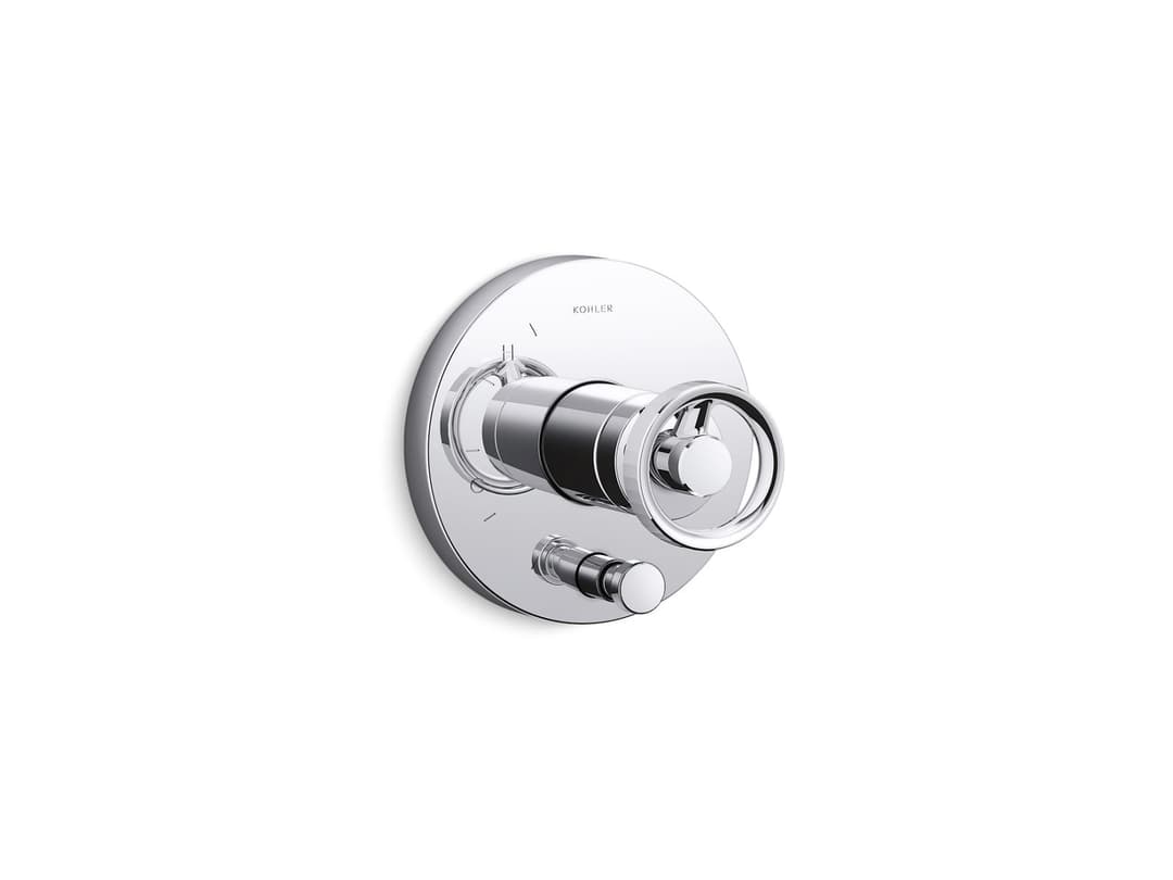 Kohler Components Rite-Temp valve trim with Industrial handle and diverter - Polished Chrome by Kohler