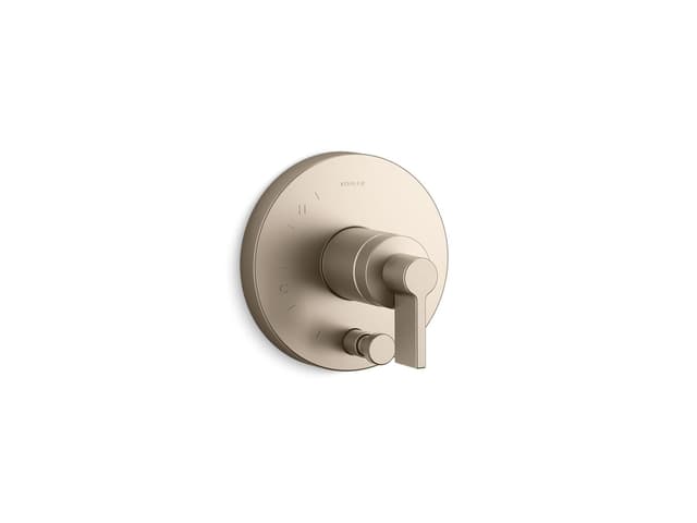 Kohler Components Rite-Temp valve trim with Lever handle and diverter - Vibrant Brushed Bronze