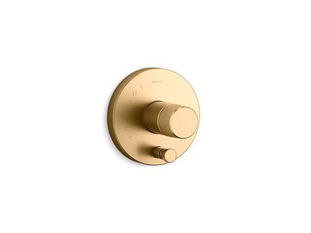Kohler Components Rite-Temp valve trim with Oyl handle and diverter - Vibrant Brushed Moderne Brass