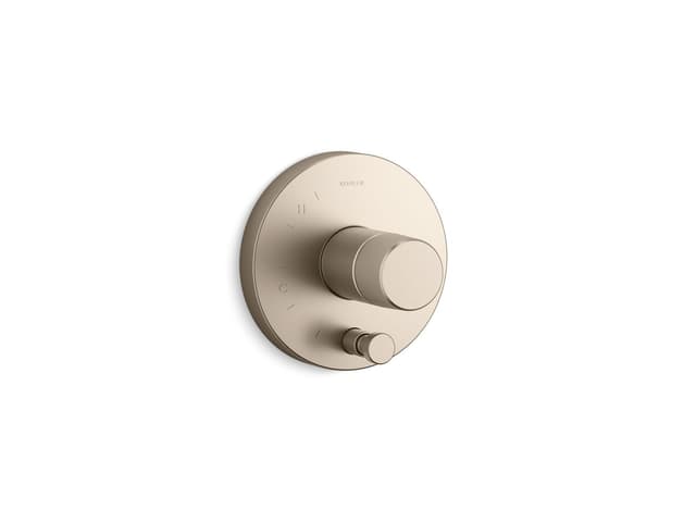Kohler Components Rite-Temp valve trim with Oyl handle and diverter - Vibrant Brushed Bronze