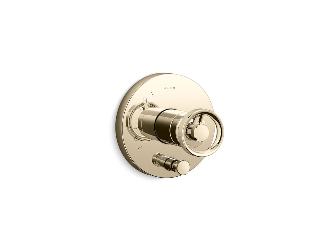 Kohler Components Rite-Temp valve trim with Industrial handle and diverter - Vibrant French Gold by Kohler