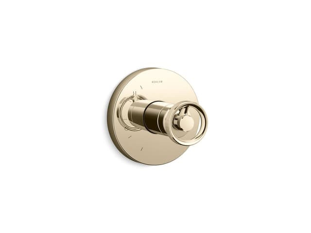 Kohler Components Rite-Temp valve trim with Industrial handle - Vibrant French Gold