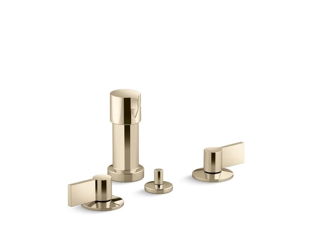 Kohler Components Widespread bidet faucet with Lever handles - Vibrant French Gold