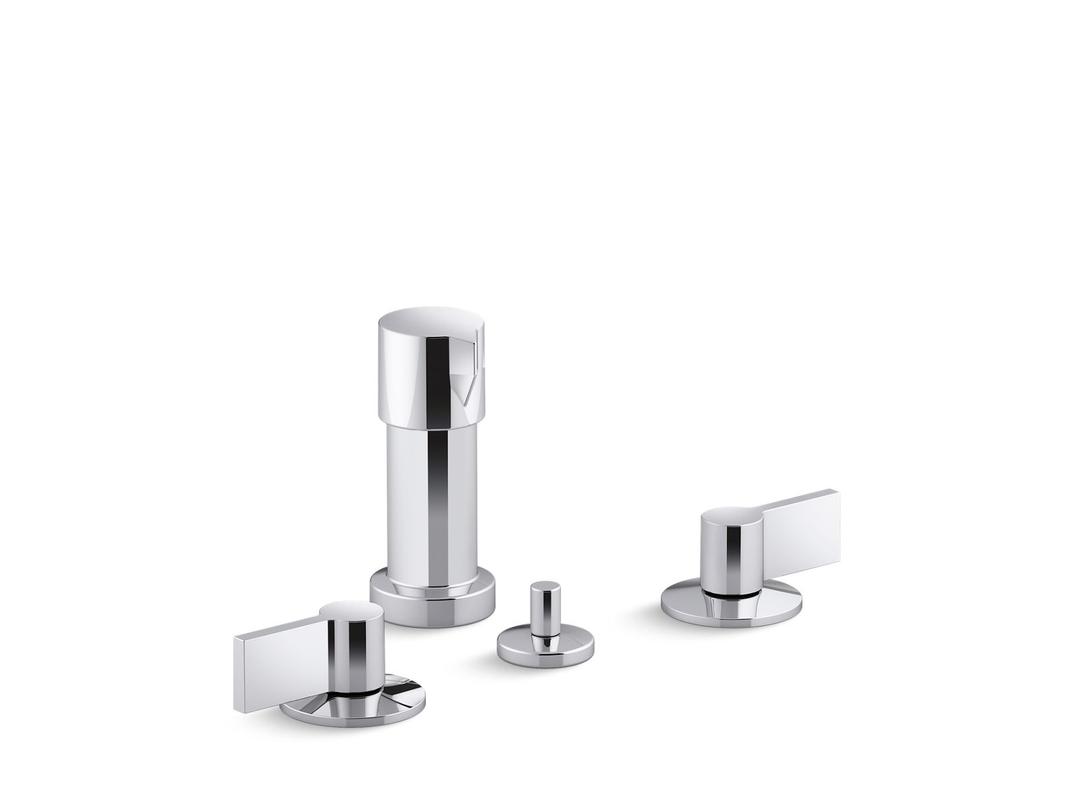 Kohler Components Widespread bidet faucet with Lever handles - Polished Chrome by Kohler