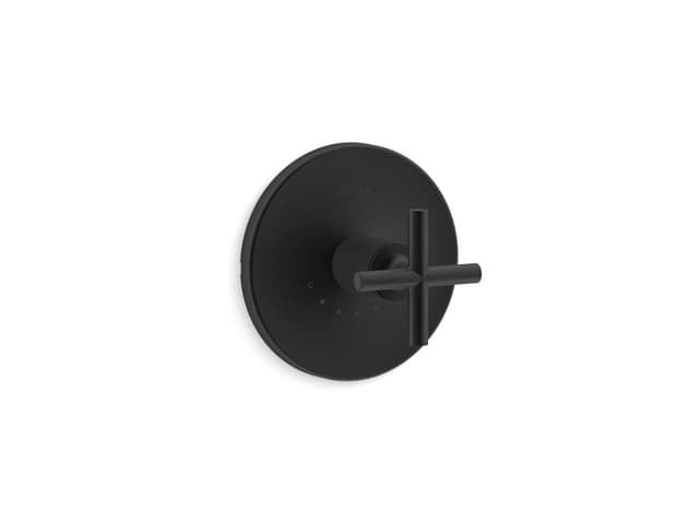 Kohler Purist MasterShower temperature control valve trim with cross handle - Matte Black