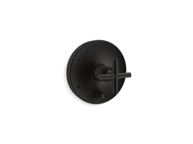 Kohler Purist Rite-Temp valve trim with push-button diverter and cross handle - Matte Black