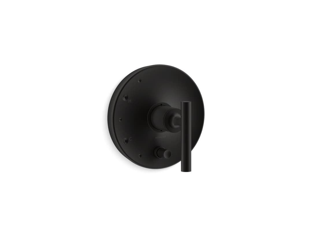 Kohler Purist Rite-Temp valve trim with push-button diverter and lever handle - Matte Black by Kohler