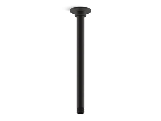 Kohler 12'' ceiling-mount single-function rainhead arm and flange - Matte Black